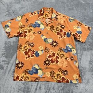 Vintage Tommy Bahama Hawaiian Camp Shirt Mens L Multi Floral Loop Collar Silk
